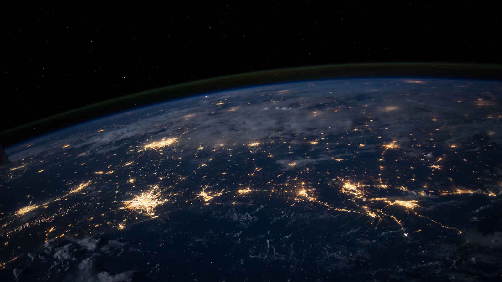 Connected lights tracing a network around the Earth